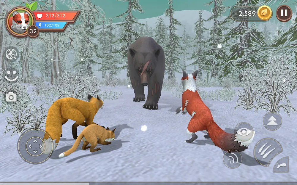 WildCraft: Animal Sim Online screenshot: A family group moving together along the treeline