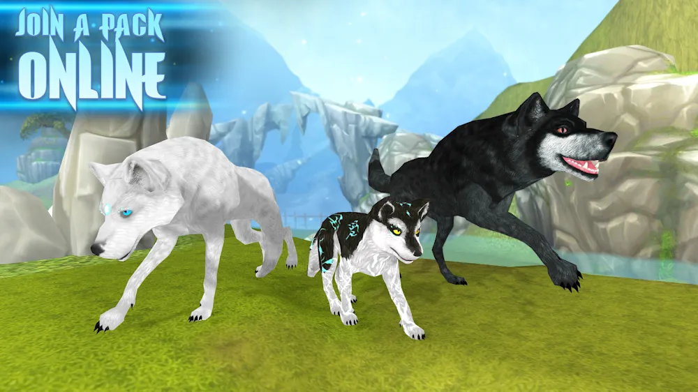 Wolf: The Evolution Online RPG screenshot: A full run across the valley floor with the overlay in view